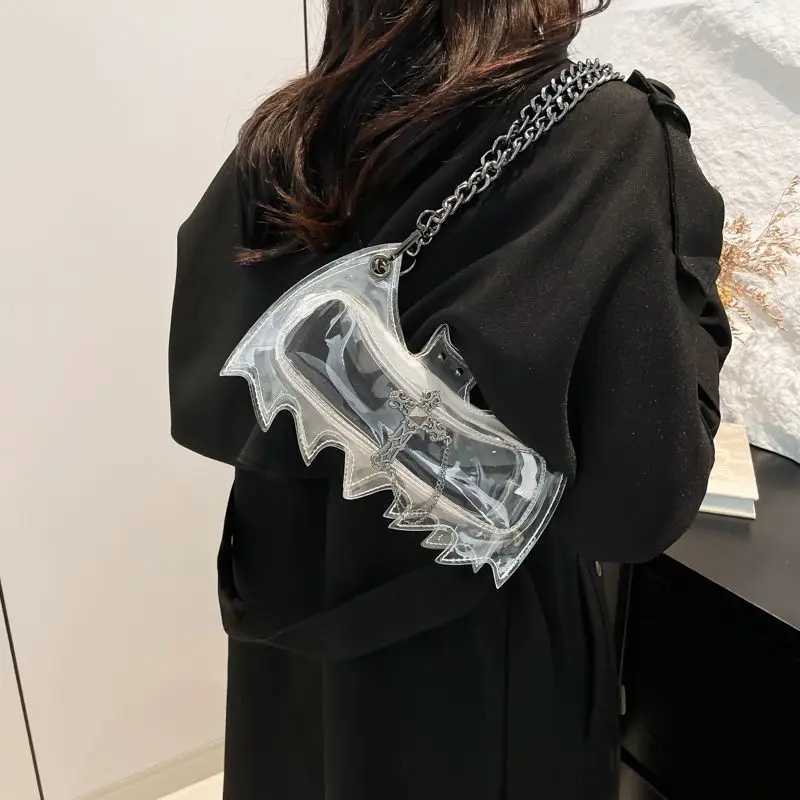 Punk Cool Pvc Transparent Crossbody Bag Halloween Bat Mini Mobile Phone Storage Bag Womens Bag Handbags Tote Bags Z251024