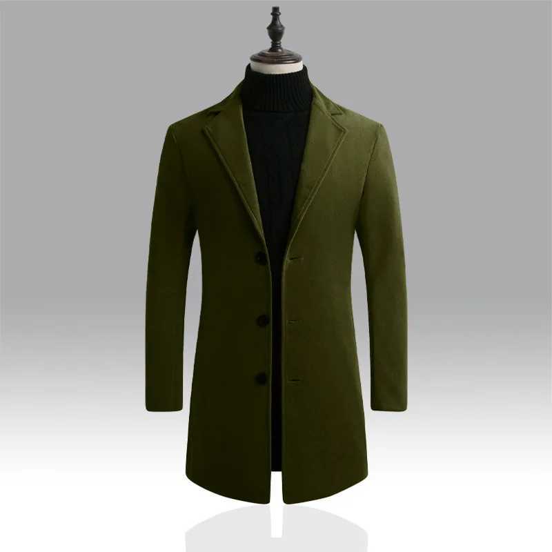 Autumn and Winter Mens Woolen Coat Over Coat Long Winter Mens Wool Coats and JacketsT251025