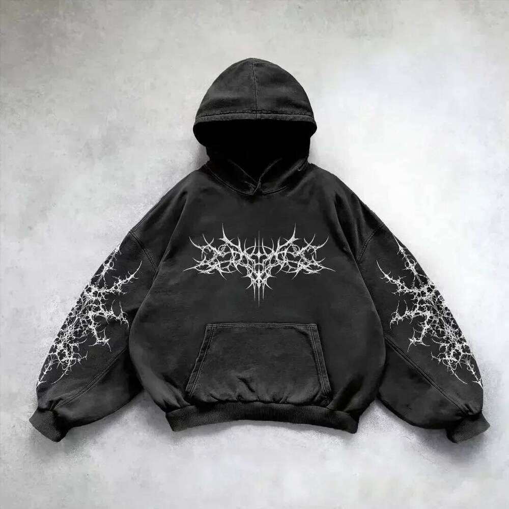 American Y2k New Hip Hop Trend Retro Women Street Casual Loose Joker Vintage Sweatshirt Unisex Fleece Padded Warm Hoodie