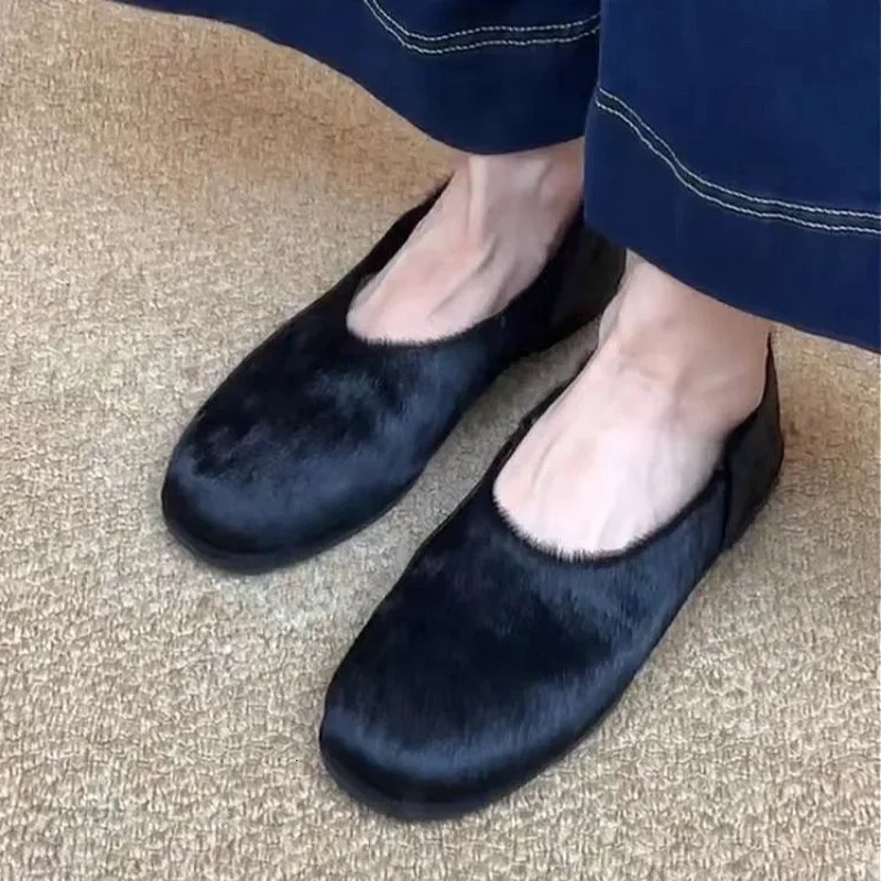 Fur Flats Shoes Loafers Women Casual Shallow Autumn Trend Furry Comfort Soft Sole 251023
