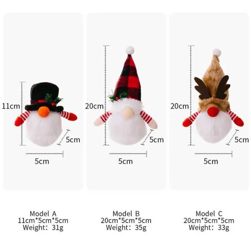 1 Pcs Christmas LED Doll Pendant Christmas Tree Ornaments Santa Plush Doll For Home New Year Xmas Decoration Party Favors C251024