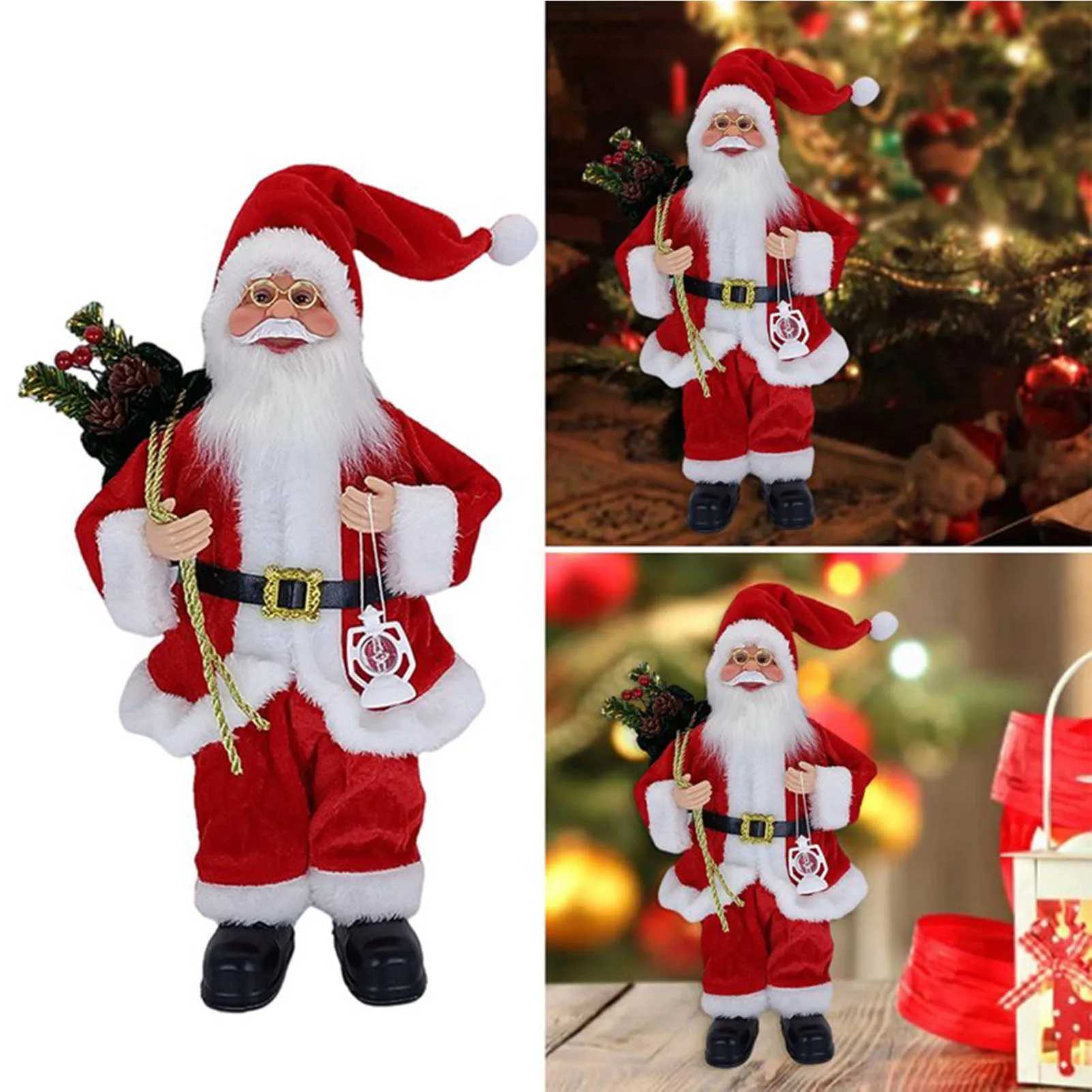 Christmas Sitting Standing Santa Claus Figurines Doll Cute 12inch Xmas Tree Party Ornament Table Office Fireplace Home Decor C251024
