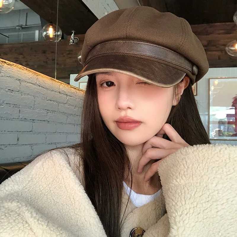 Beret 2025 autumn and winter new retro octagonal hat newsboy hat looks small on the face Y251025
