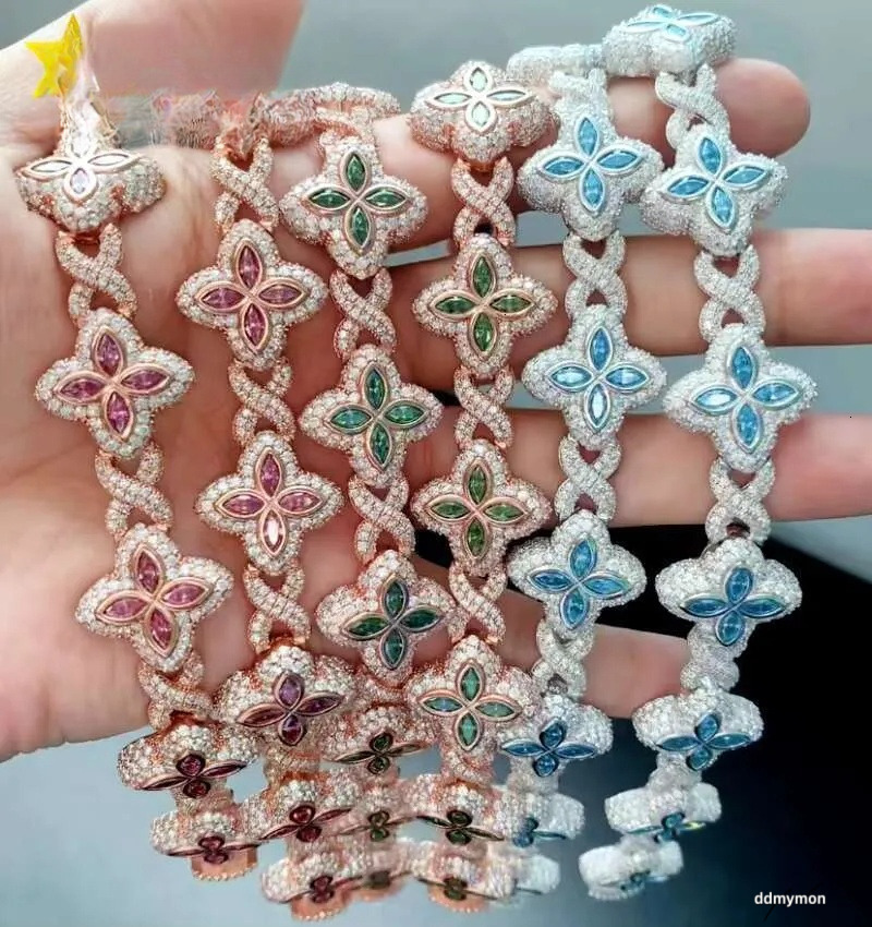 Best Selling Hip Hop Rapper Clover Bracelets Sterling Sier VVS Moissanite Infinity Cuban Link Bracelet Fine Jewelry Ddmymon