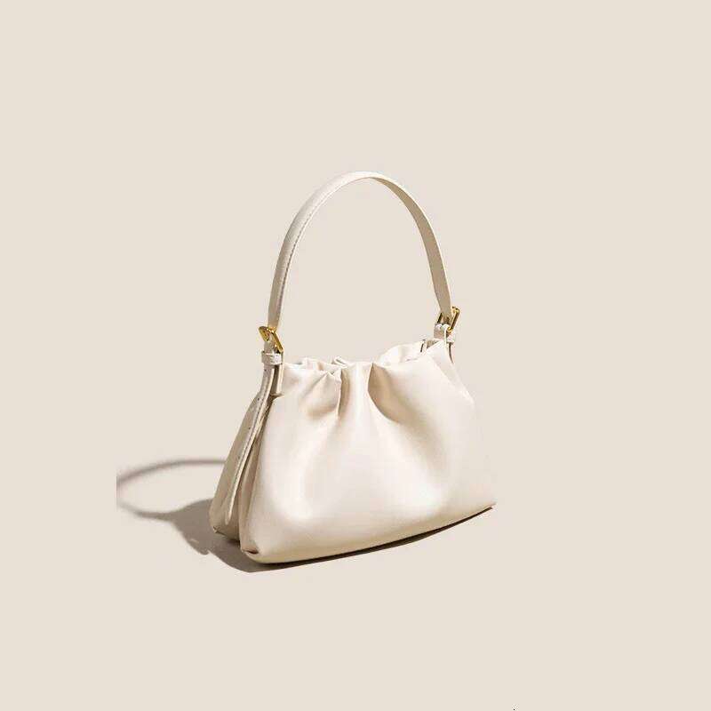 Women Genuine Leather Small Clutch Underarm Bags Fashion Shoulder Cloud Messenger Pleated Handbag Hobo Sling Bag 251023 1025