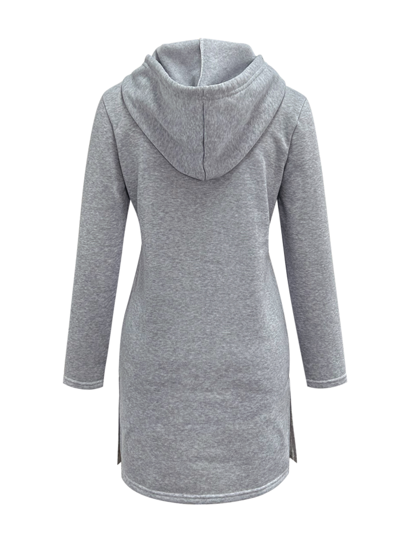 Autumn Winter Women's French Elegant Solid Color Hooded Sweatshirt Dress, Milk Silk Comfortable Home & Daily Outing Commute Dress, S-XXL Gray--CF
