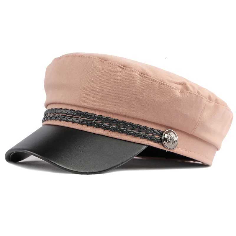 Hot S Fashion Wen Men Cotton Linen Solid Color Baker Boy C Beret Cs with Rope Metal Button Y251025