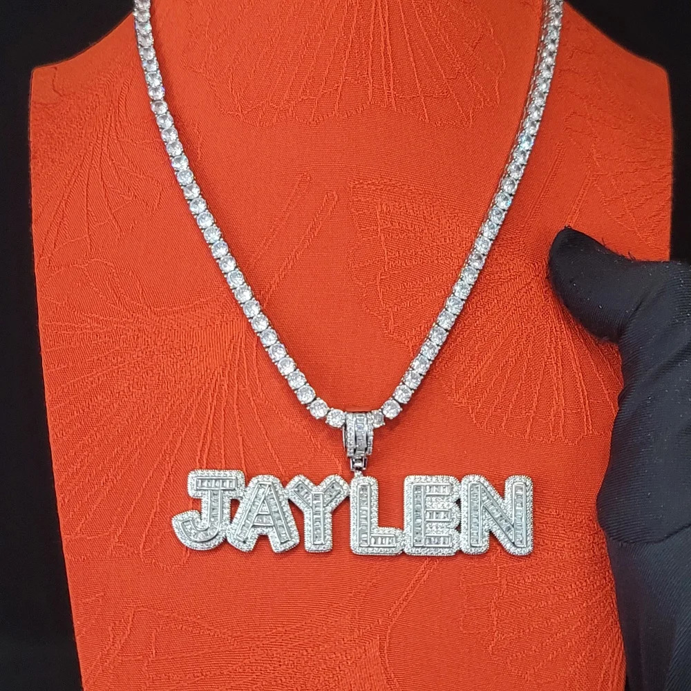 Hip Hop Cubic Zircon Custom Name Iced Out Letter Necklaces Cubic Zirconia For Men Women Jewelry Personalized For Her Gifts 251023