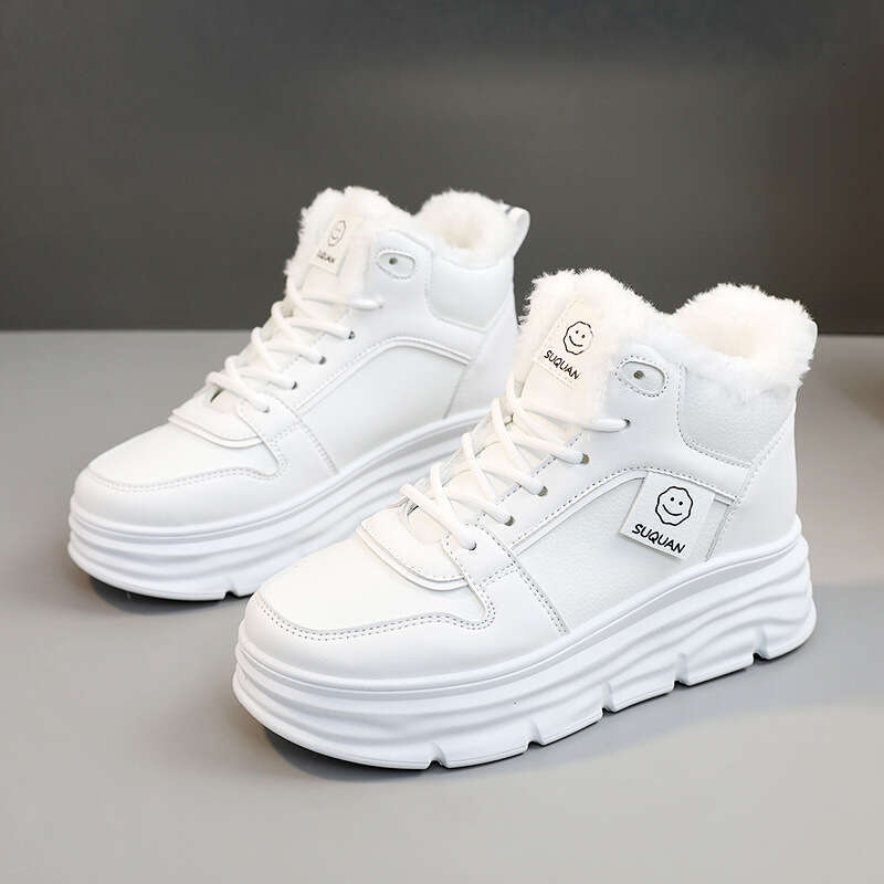 Fleece-Lined Winter New Style Height Increasing Thick-Soled Student Sneakers for Women Warm Street Fashion Casual Cotton Shoes