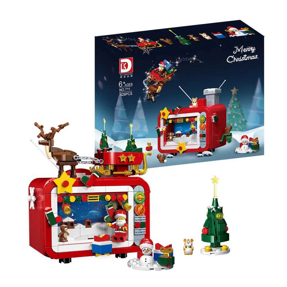 Christmas Gifts Snowy Scene Tv Micro Building Blocks Toy Set Small Particle Bricks Block Childrens Toys Gifts Party Home Decor C251023