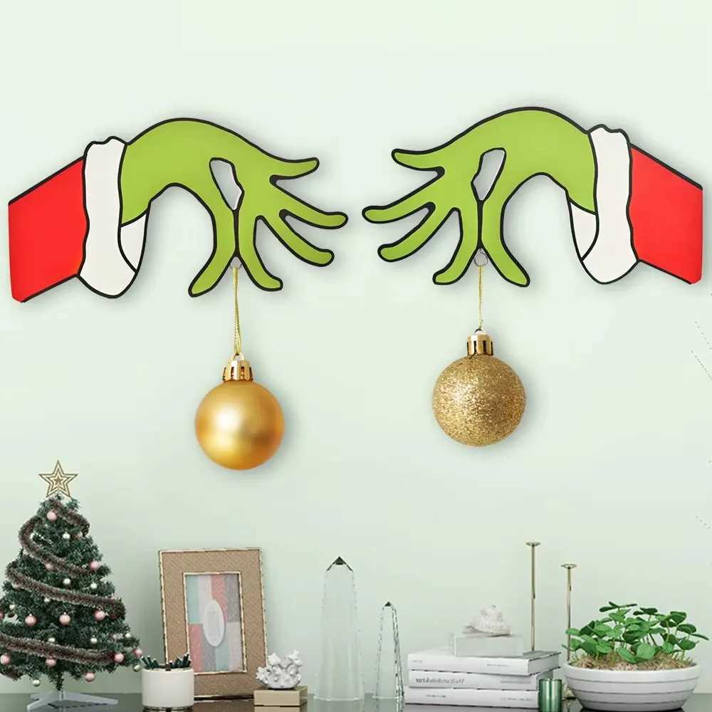 New Arrival Wood Cut Out Christmas Thief Hand Decorations Thief Hand Decal Wall Stickers Home Festival Decor C251024