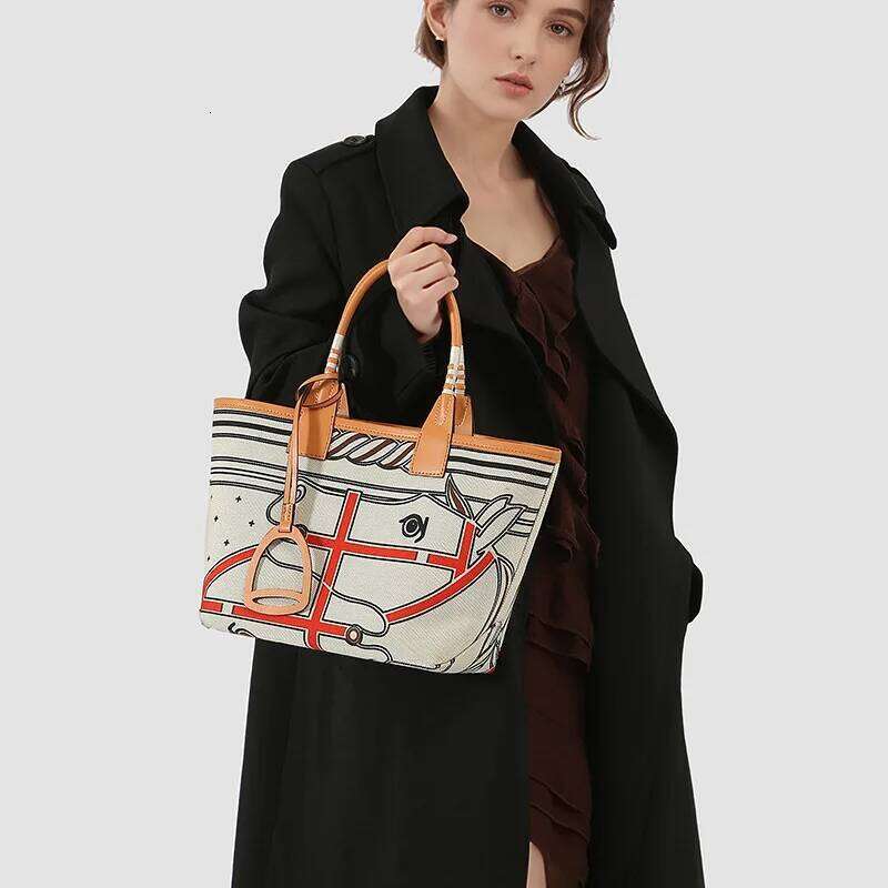 High Quality Canavas Top Handle Handbag Women Commuter Print Purse Retro Shoulder Bags Satchel Crossbody Bag 251023 1025