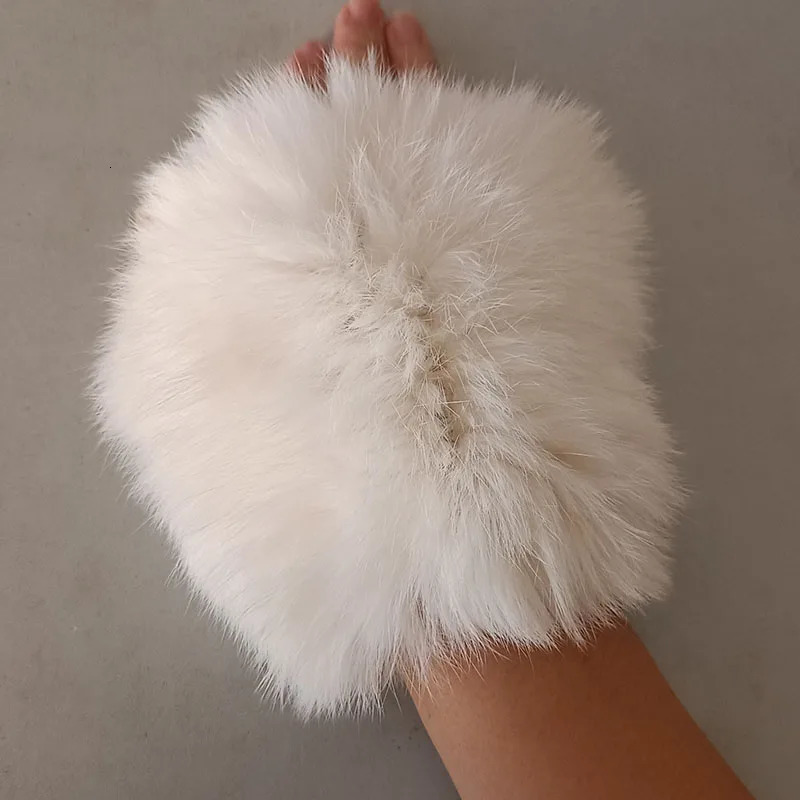 Women Genuine Knitted Rabbit Fur Glove Short Warm Winter Female Fur Gloves Fashion Hand Warmer 251023