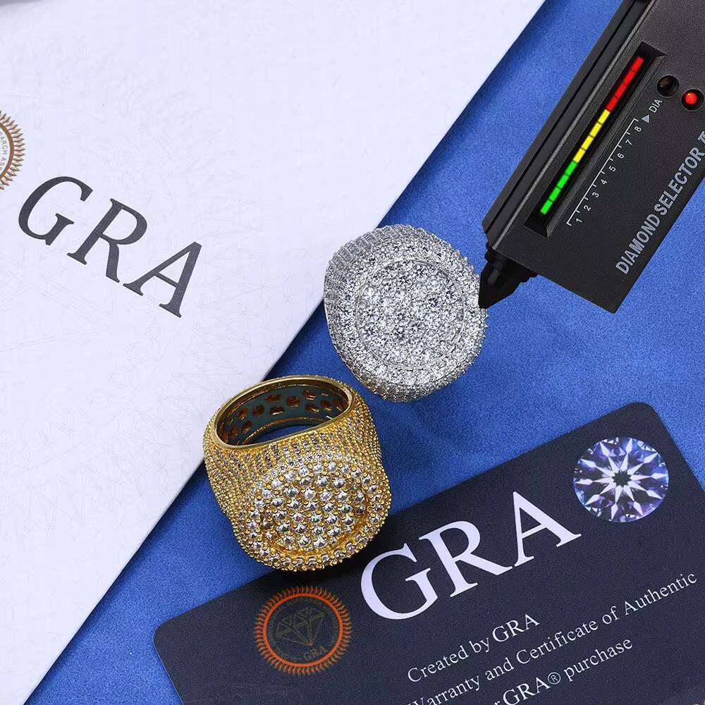 S925 Silver Moissanite Ring Customizable Full Diamond Hip Hop Trendy Brand Accessories Men