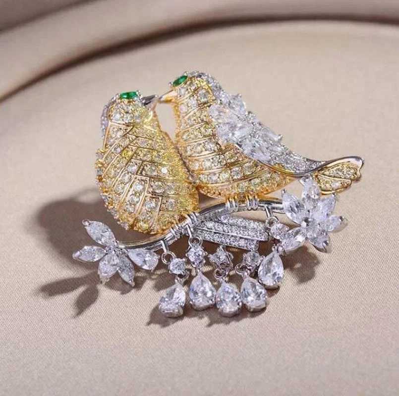 Pink Fashion Lovely Birds Brooches for Women Jewelry Gorgeous Costume Lapel Pins Animal Bird Brooch Pin J251115