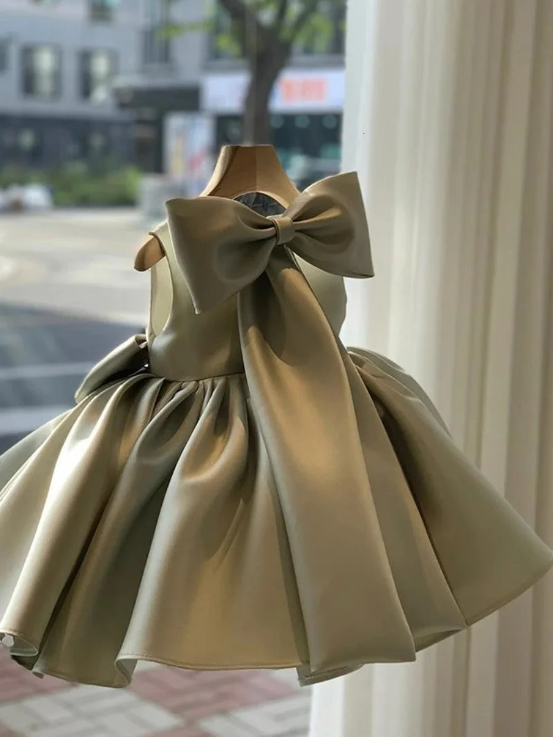 Girls Bow Princess Dresses Baby Baptism Evening Tutu Kids Birthday Party Christening Gown Ball Children Clothes Vestidos 18Y 251023