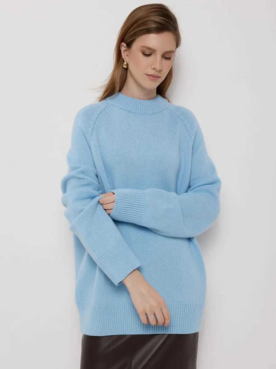 Blubelle New Womens Oversized Knitted Wool Sweater ONeck Jumpers Loose Soft Warm Autumn Winter Casual Daily Wear PulloversT251025