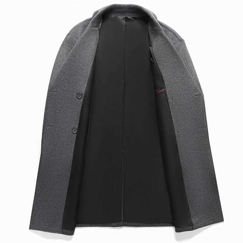 Gentlemen Cashmere Wool Blend Overcoat Old Money Men Double Breasted Design Woolen Coats Black Grey Brown Menswear Winter AutumnT251025