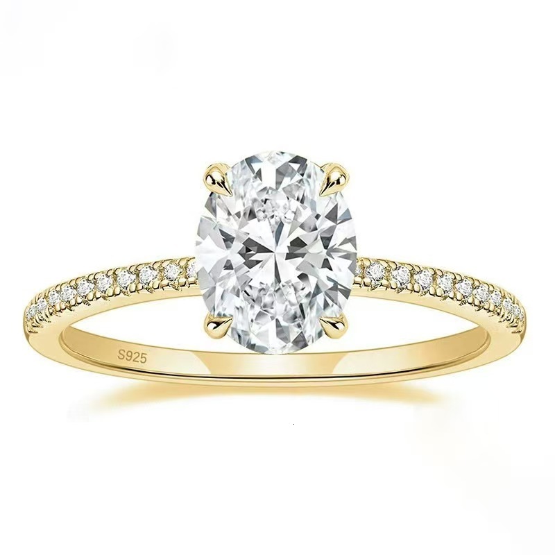 Oval Unique Stunning 14K Gold Oval Cut Moissanite Diamond Solitaire Ring with Pave Setting Enhanced VVS Clarity Fine Jewelry