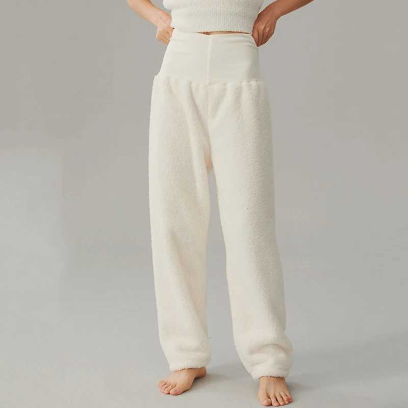 New Coral Fleece High Waist Home Pants Women Autumn Winter Warm Casual Pants Woman Outdoor Solid Loose Thermal Trouser FemaleT251025