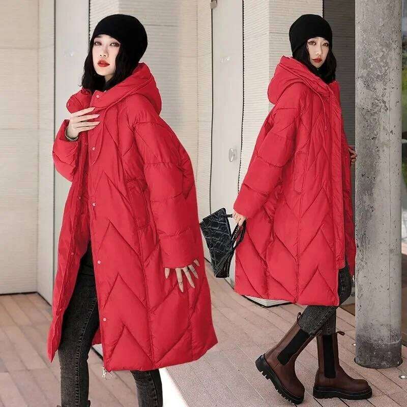 Oversized Thicken Down Cotton Jacket For Women Winter New Retro Chinese Style Hooded Coat Female Cotton Warm Parker Overcoat