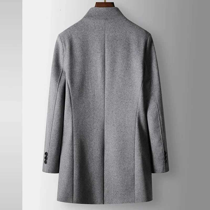 Autumn Winter Mens Stand Collar Woolen Coats Smart Casual Long Outerwear Men Fashion Thick Warm Long Coat Wool Blends TrenchT251025