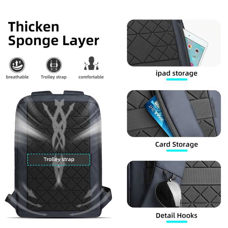 Heroic Knight Multifunctional Laptop Backpack Stylish Men Classic USB Charging Business Backpack Waterproof Slim Work Backpack W251025