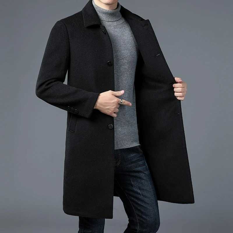 Male Woolen Coat 2025 Winter New Fashion Classic Lapel Windproof Overcoat Business Casual Premium Anti Pilling TrenchCoatT251025