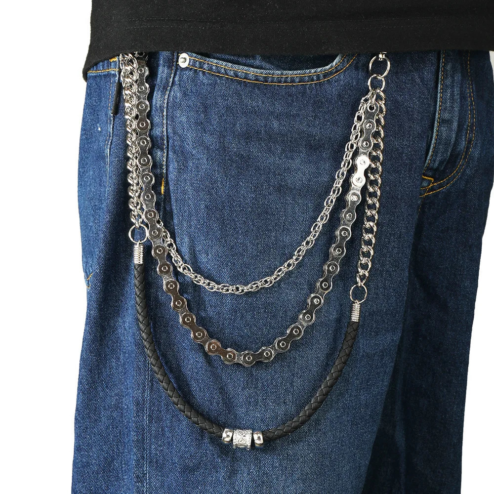 Europe and America selling item Punk Style leather Bicycle chain jeansmultilayer Accesso ries 251023