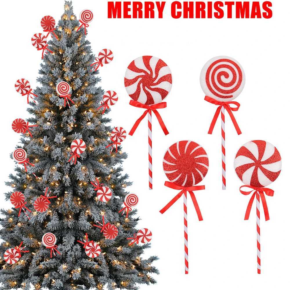 2025 New Colored Christmas Lollipop Decoration Creative Holiday Lollipop Candy Christmas Tree Decoration Props C251024