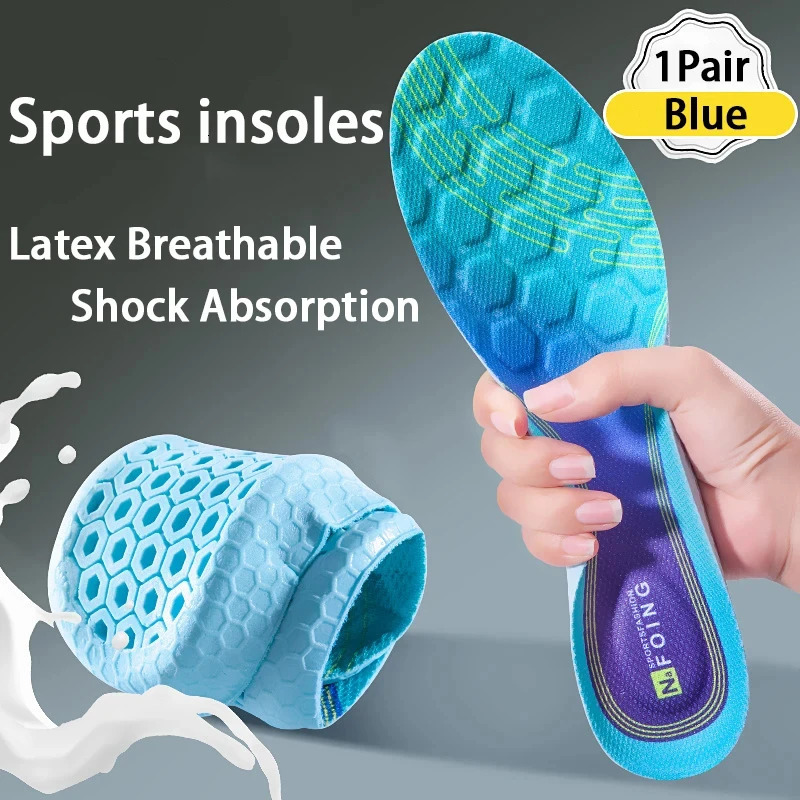 NAFOING 4D Sport Insoles Soft Breathable Highelasticity Shock Absorption Running Shoe Pad For Men Women Latex Massage Insole251020