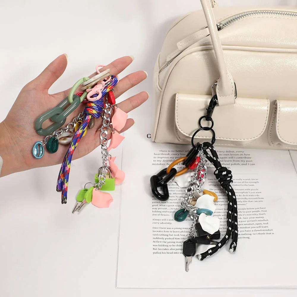 1pc MultiFunctional Diy Acrylic Bag Charms Keychain Lock Chain For Cute Lady Phone Case Hanging Ornaments Y2k Bag Accessories 251023