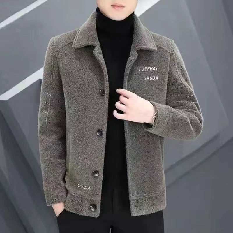 2025 Mens Autumn Winter New Lapel Woolen Coat Casual Versatile Thickened Short Wool CoatT251025