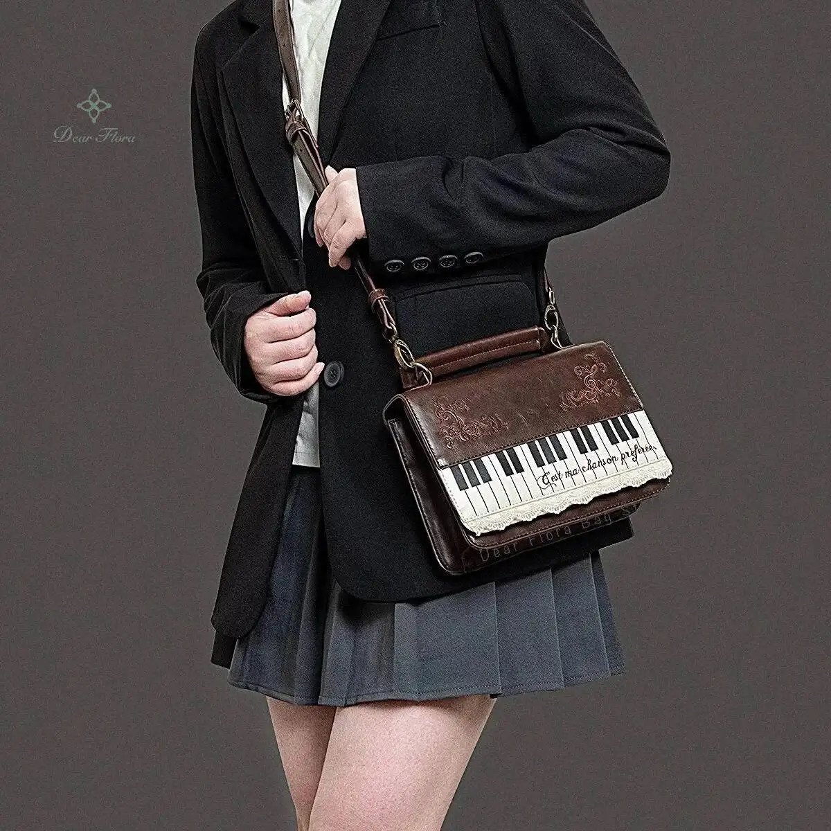 Vintage Piano Shoulder Bag Womens Brown Crossbody Y2k Girls Transparent Ita Personalized Backpack Aesthetic Handbags 251018