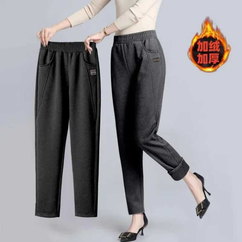 Fleece Thickened Sweatpants Autumn Fleece Thicken Warm Sweatpants Elasticwaist Harem Pants Female Warm Drawstring TrousersT251025