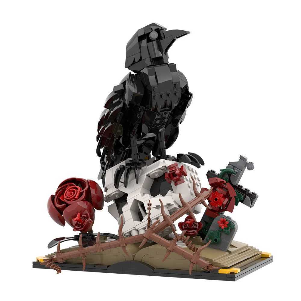 MOC Raven Model Building Blocks Sets Clever Raven Black Bird 3D Home Ornament Brick STEM Toy Adult Halloween Gift C251023