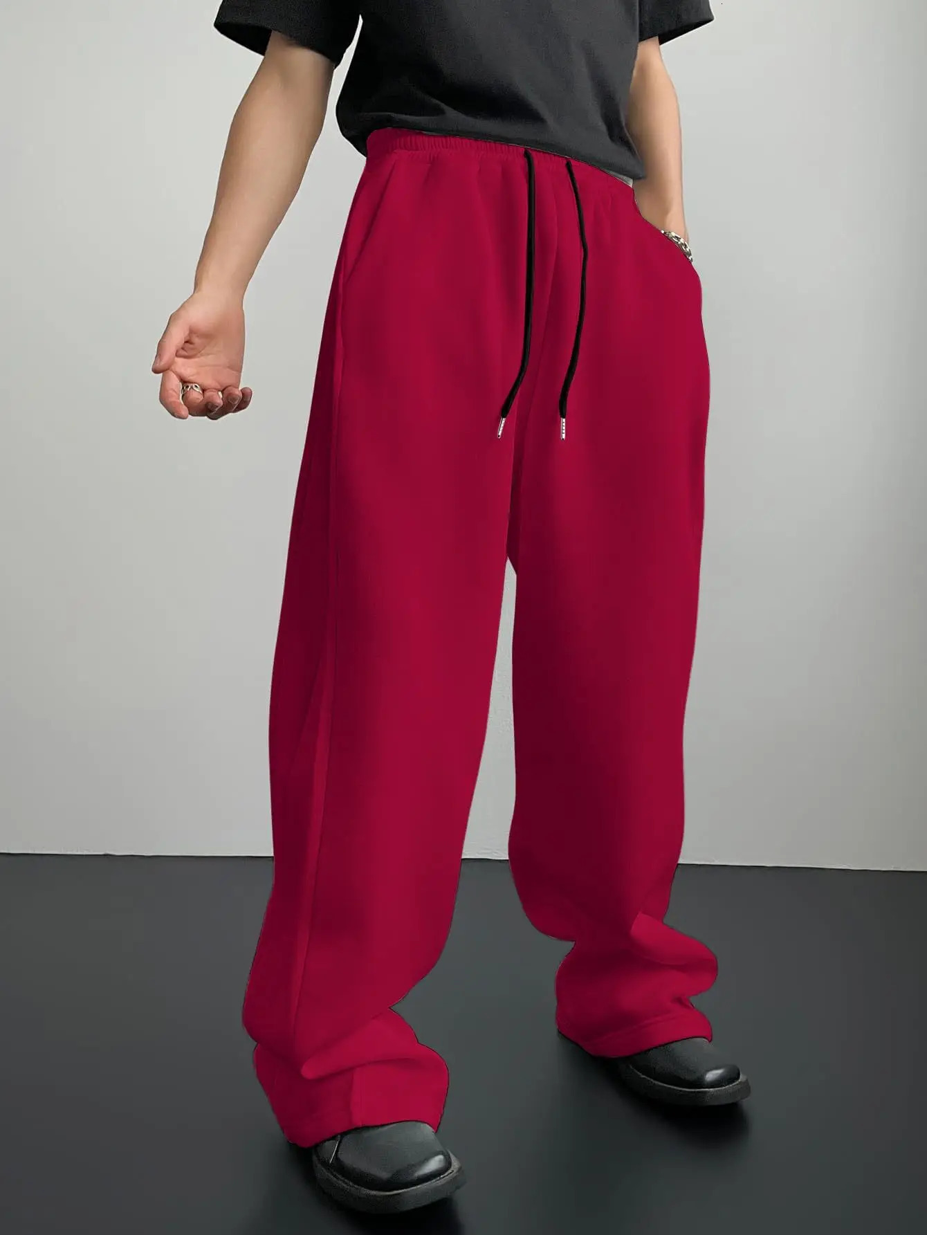 Mens Sweatpants Straight Fit Joggers for Sports and Streetwear Loose Oversized Casual Pant Drawstring Multipocket Men Long Pant 251024 - view 4