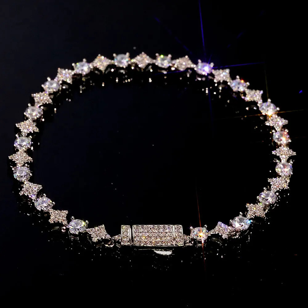 Light Hip Hop Cubic Zirconia Cross Tennis Bracelet for Man Women High Quality Sun Star Tennis Bracelets Jewelry 251023