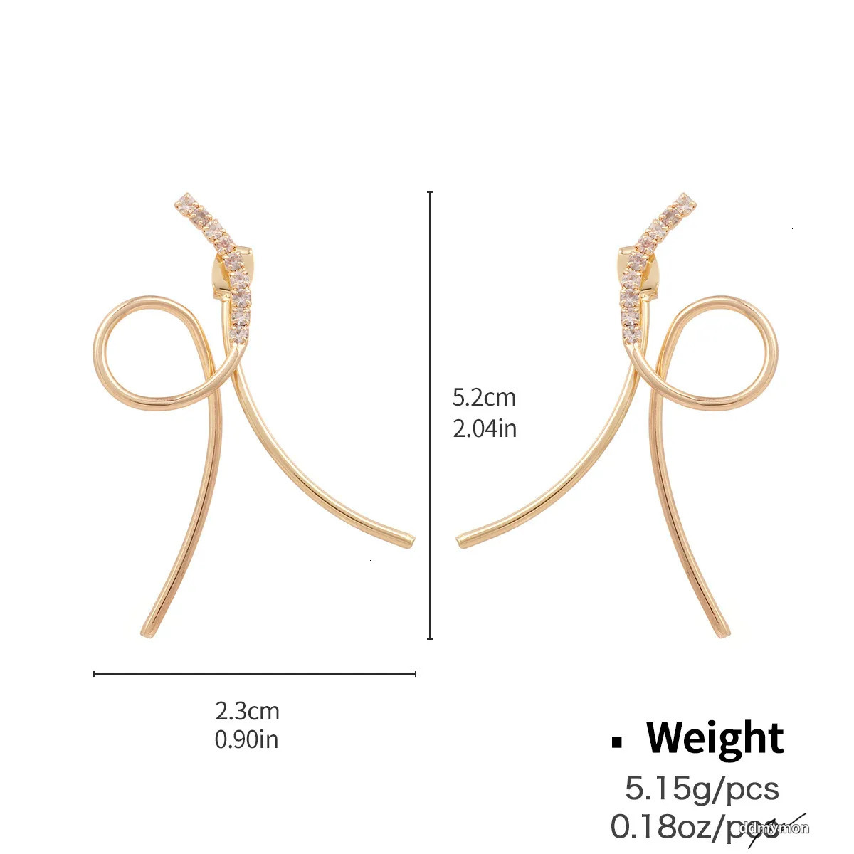 Stylish Hoop Earrings: European & American Design, Geometric Copper Earrings With Zircon Inlay Ddmymon