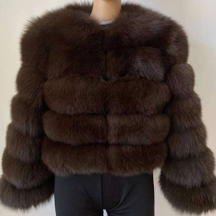 Women's Fashion Coat Super Hot Autumn Winter Women Short Faux Fox Fur Fluffy Jacket High Quality Top Ladies Furry Coats