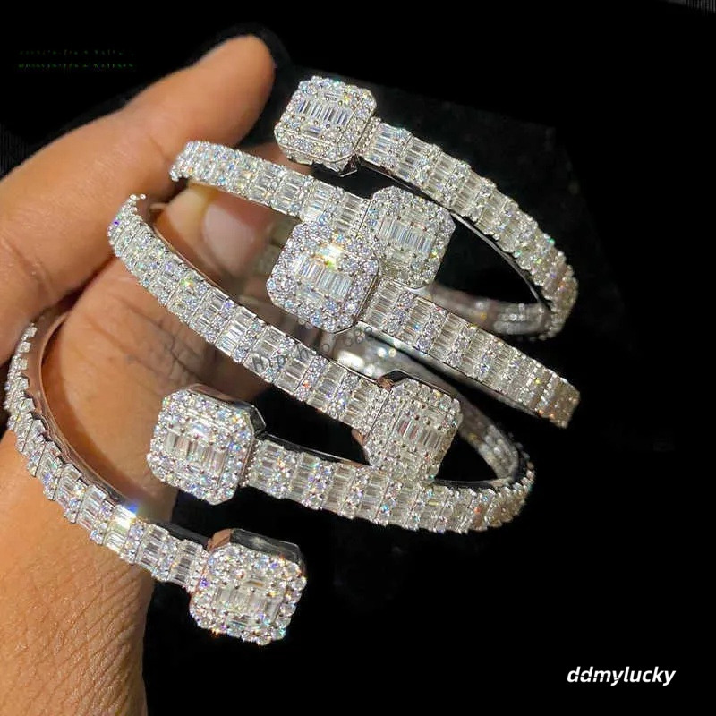 Fashion Bangle Bracelet Sterling Sier, Baguette Cut Style - Statement Jewelry For Couples Ddmylucky