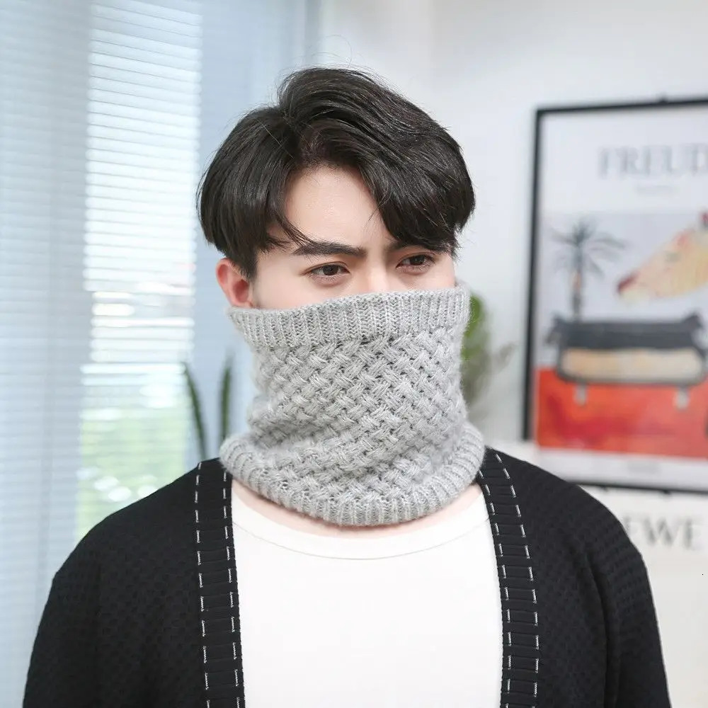 Solid Color Thick Outdoor Sports Neck Gaiters Snood Neck Warmer Autumn Winter Thermal Knitted Scarf Neckerchief 251020