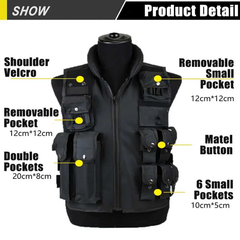 11 kets Tactical Vest Men Hunting Vest Outdoor Waistcaot Training Waistcoat Protective Modular Security Vest Y251022