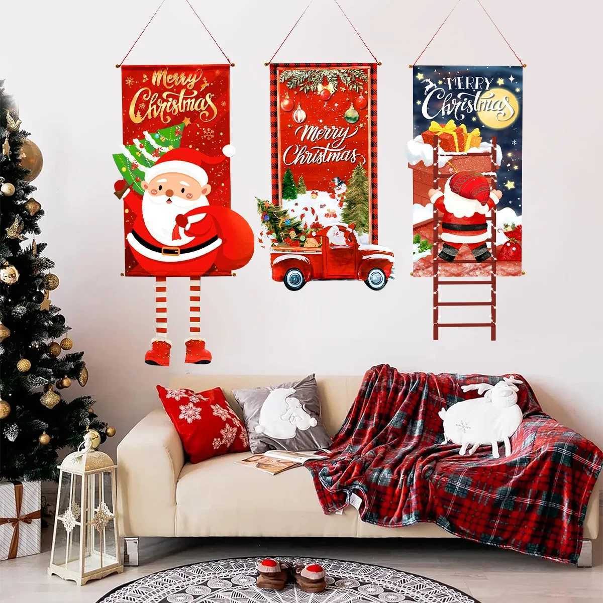 Christmas Hanging Flag Merry Christmas Decorations For Home 2024 Xmas Gifts Christmas Ornament Navidad Natal Noel New Year 2025 C251024