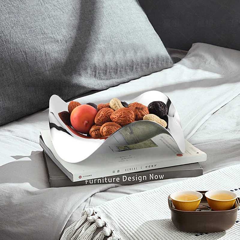 Stainless Steel Decoration Dish He Party Restaurant Cookie Dessert Serving Plate Modern Candy Fruit Snack Display Bowl Tray Y251025