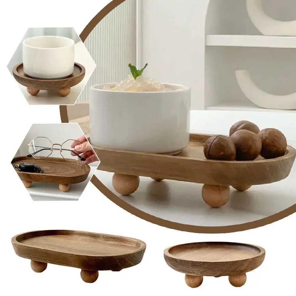 Creative Wooden Tray Cake Dessert Plate Restaurant He Wooden Tray Round Elliptical Aratherapy Ornament Tray Y251025
