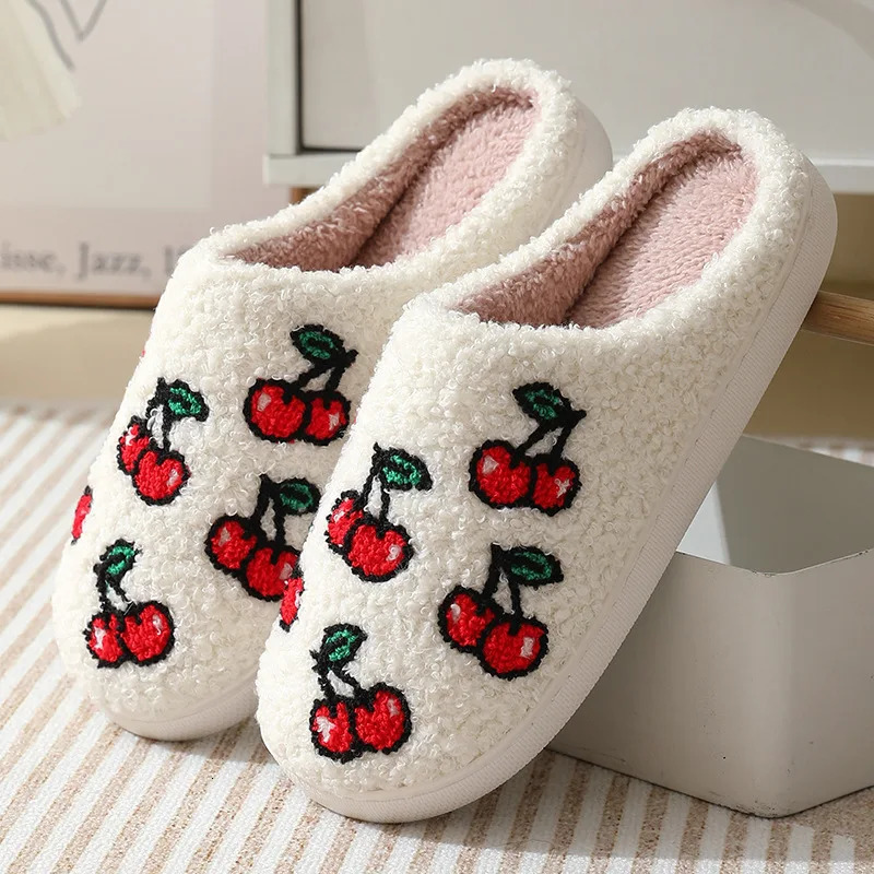 Womens Cartoon Slippers Winter Female Home Fluffy Shoes Indoor Plush Fruit Cute Flipflops Wool Warm Bedroom Slides251020