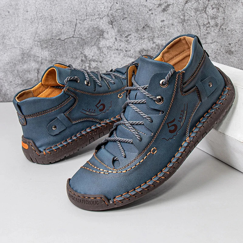Handmade Leather Casual Men Shoes Ankle Boots Men Loafers Comfort Walking Shoes Men Flats Moccasins Shoes Plus Size 251023