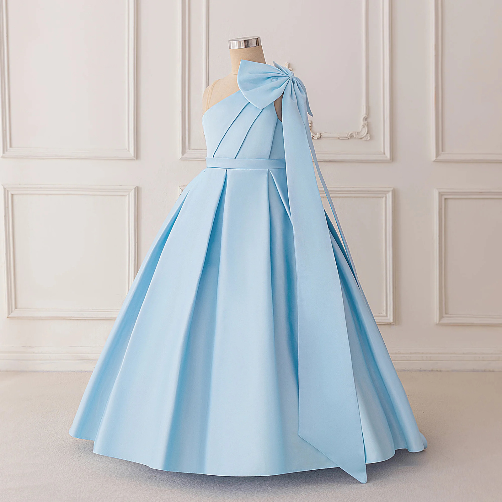 Fashion Bow Bridesmaids Party Girls Dress Elegant Wedding Birthday Princess Prom Dresses for Girl Gala First Communion Costumes 251023