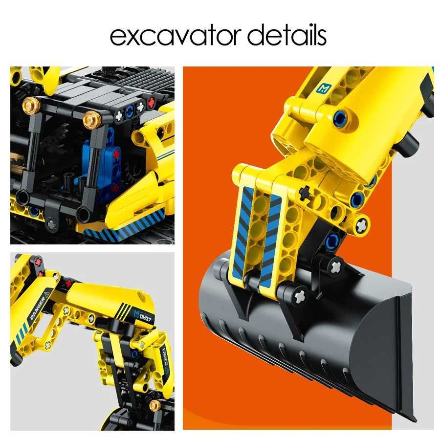 516PCS 3 IN 1 App RC Excavator Technical Building Blocks Construction Engineering City Vehicle Car Bricks Toys Adults Boys Gifts C251023